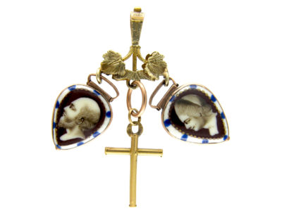 Georgian Double Locket Enamel Pendant