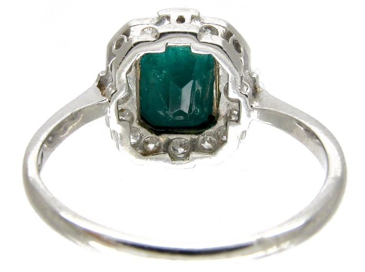 Emerald & Diamond Rectangular Art Deco Ring