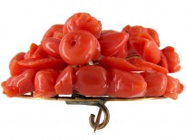 Large Carved Coral Cherub Brooch