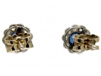 Ceylon Sapphire & Diamond Edwardian Cluster Earrings
