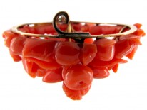 Large Carved Coral Cherub Brooch