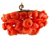Large Carved Coral Cherub Brooch