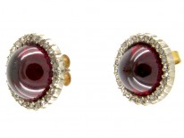 Cabochon Garnet & Diamond Victorian Stud Earrings