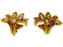 Ruby & Diamond Earclips