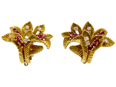 Ruby & Diamond Earclips