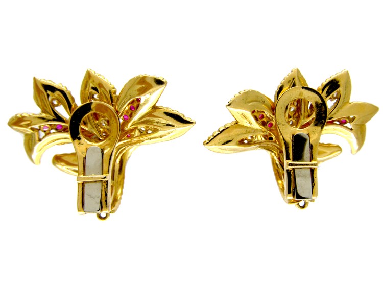Ruby & Diamond Earclips