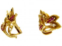 Ruby & Diamond Earclips