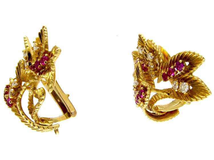 Ruby & Diamond Earclips