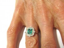 Emerald & Diamond Rectangular Art Deco Ring