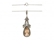 Edwardian Silver & Topaz Paste Pendant on Silver Chain
