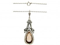 Edwardian Silver & Topaz Paste Pendant on Silver Chain