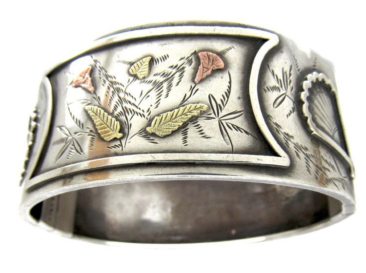 Victorian Silver & Gold Overlay Bangle
