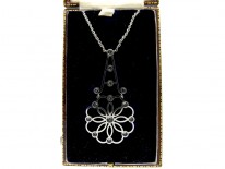 Art Deco Diamond Flower Drop Pendant