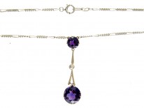 Amethyst & Diamond Platinum Pendant on Chain