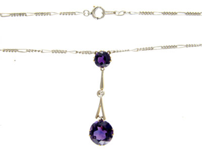 Amethyst & Diamond Platinum Pendant on Chain