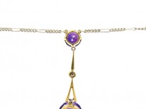Amethyst & Diamond Platinum Pendant on Chain