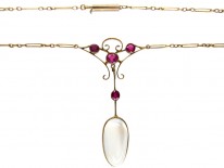 Moonstone & Garnet Arts & Crafts Necklace