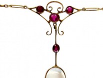 Moonstone & Garnet Arts & Crafts Necklace