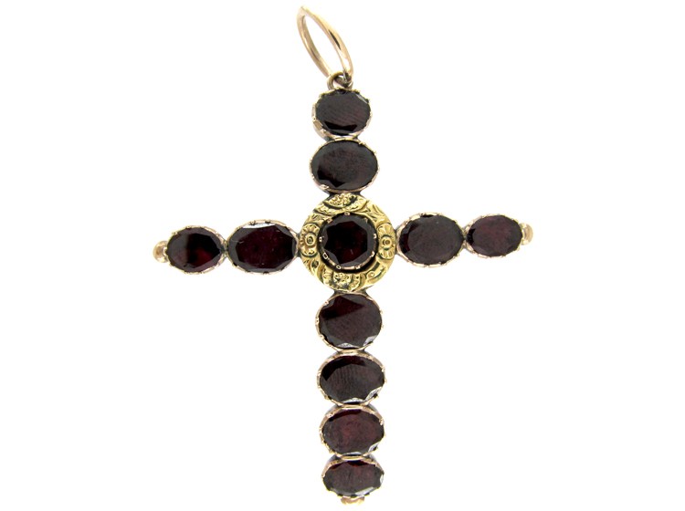 Georgian Flat Cut Garnet Cross