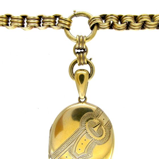 Victorian Silver Gilt Locket on Original Silver Gilt Chain