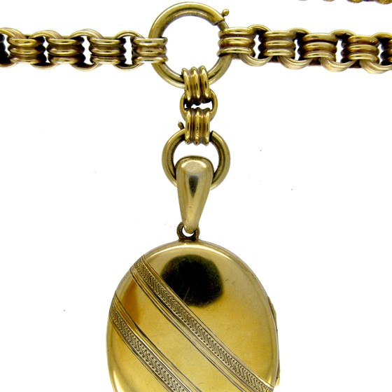 Victorian Silver Gilt Locket on Original Silver Gilt Chain