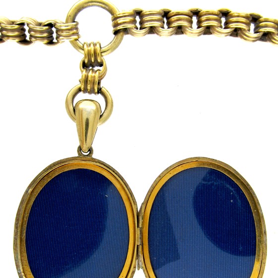 Victorian Silver Gilt Locket on Original Silver Gilt Chain