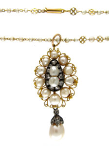 Natural Pearl & Diamond Pendant