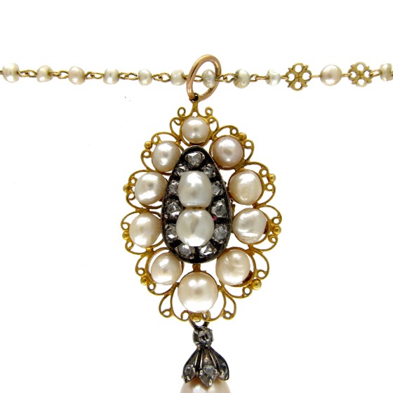 Natural Pearl & Diamond Pendant
