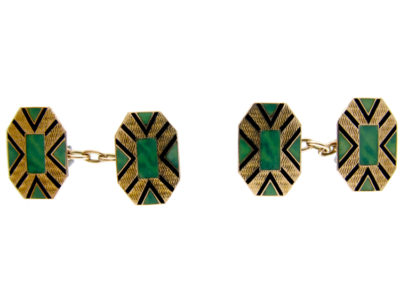 Green & Black Enamel Cufflinks