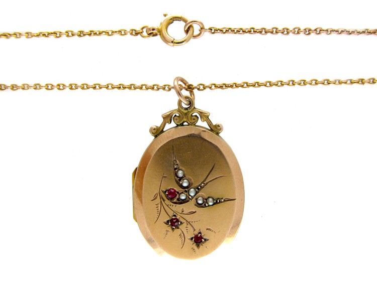 9ct Gold Swallow Motif Locket