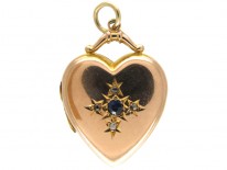 Edwardian 9ct Gold Sapphire & Diamond Heart Locket