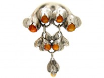 Evald Nielsen Amber & Silver Brooch