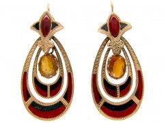 Victorian 15ct Gold & Hardstone Scottish Earrings