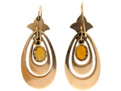Victorian 15ct Gold & Hardstone Scottish Earrings
