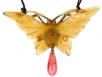 Elizabeth Bonté Art Nouveau French Horn Butterfly Pendant