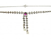 Paste & Silver Double Drop Edwardian Necklace