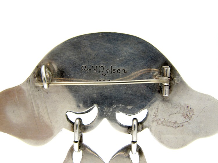 Evald Nielsen Amber & Silver Brooch