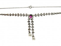 Paste & Silver Double Drop Edwardian Necklace