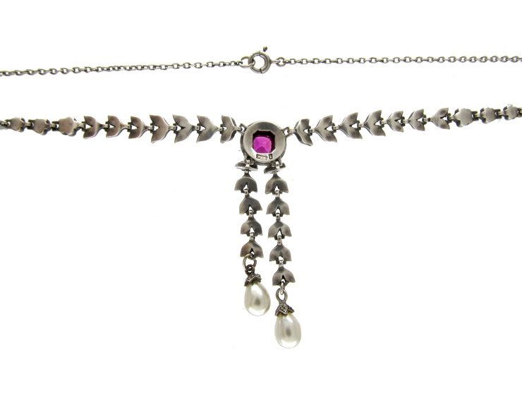 Paste & Silver Double Drop Edwardian Necklace
