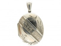 Silver Victorian Oval Locket with Bird Motif