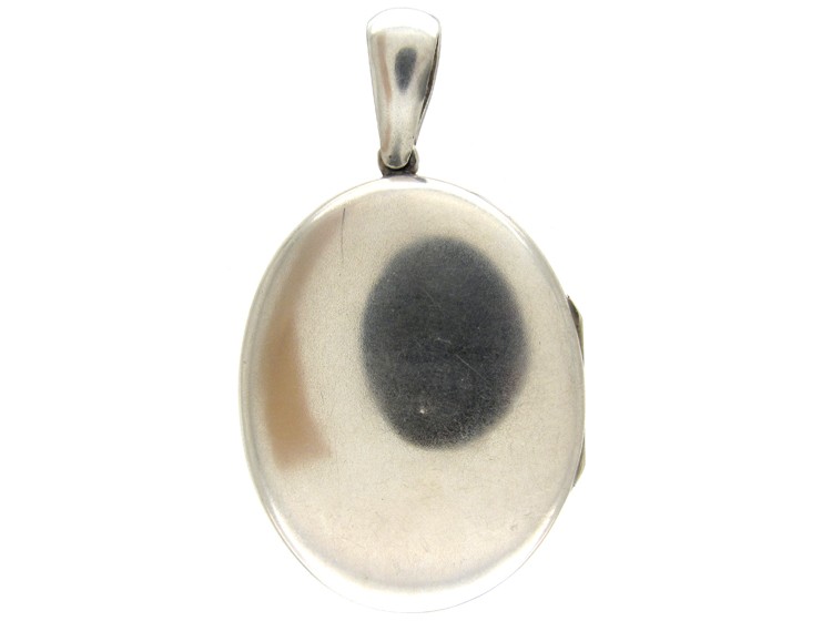 Silver Victorian Oval Locket with Bird Motif