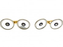 Mother of Pearl, Sapphire & Diamond Cufflinks