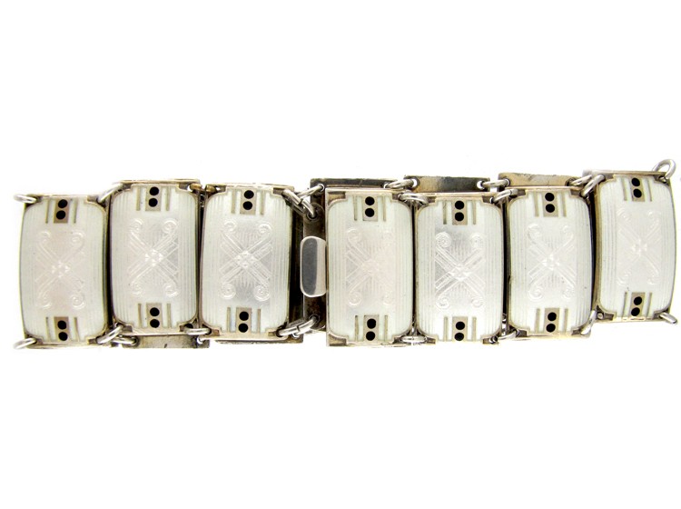 Norwegian Black & White Enamel Bracelet