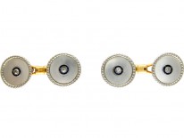Mother of Pearl, Sapphire & Diamond Cufflinks