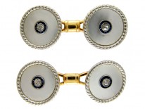 Mother of Pearl, Sapphire & Diamond Cufflinks