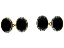 18ct Gold & Banded Onyx Cufflinks