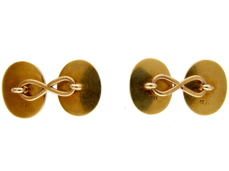 18ct Gold & Banded Onyx Cufflinks