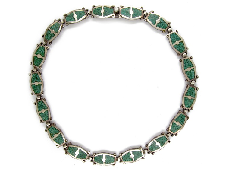 Silver Chagreen Enamel Effect Necklace