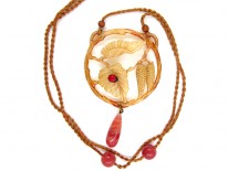 Carved Horn Art Nouveau Pendant with Ladybird