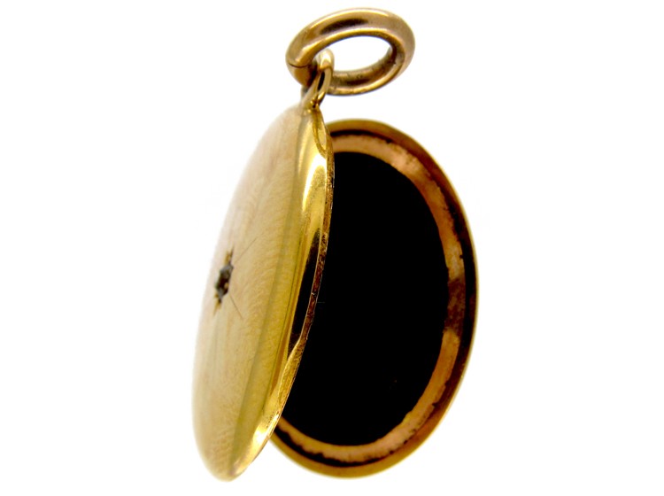 15ct Gold & Diamond Victorian Round Locket